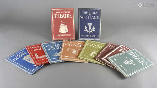 A collection of twelve 'Britain in Pictures' books, together with a set of Ruskin Popular edition