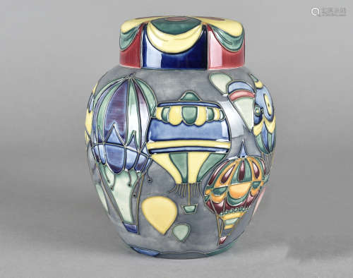 A Moorcroft pottery ginger jar and cover, tube-lined Balloon pattern, printed and impressed