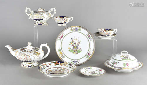 A 19th Century Staffordshire part tea service, of melon shape, painted with floral pattern