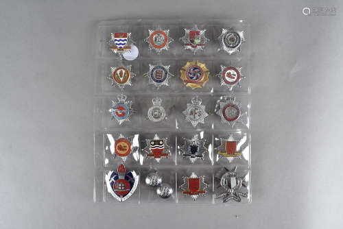 A group of Fire Brigade cap badges, comprising Strathclyde, Air force Dept, National, Ministry of