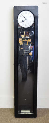 An electronic master time clock, from Cowley Main Sub Station, in ebonised case, having chrome