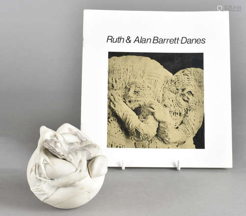 A contemporary pottery porcelain sculpture, anthropomorphic form, box and cover, 9 cm high by Ruth