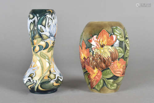 Two Moorcroft vases including a double gourd, after a design by Rachel Bishop Montana, limited
