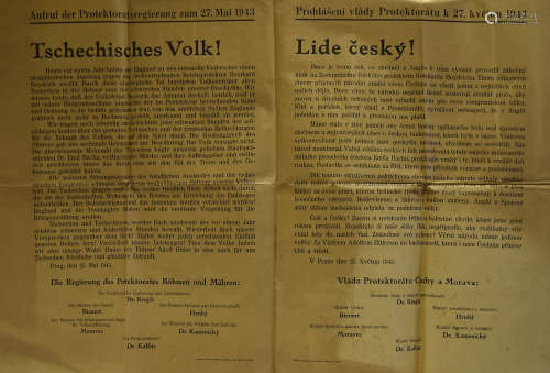 A group of five WWII European National Notices, mainly in German/Slovak and Czech, for various