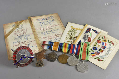 A WWI and WWII Army Service Corps medal group, comprising Victory, War, Monstar with clasp, War