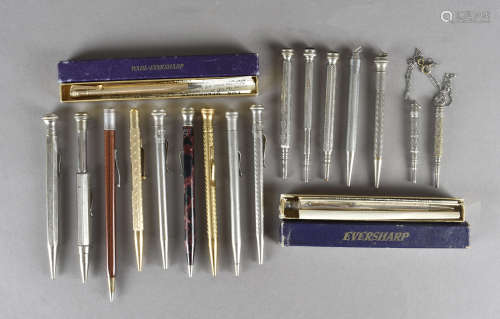A quantity of Eversharp pencils, some cased and various other pencils
