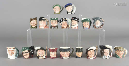 A collection of Royal Doulton miniature Character Jugs, depicting literary and classical figures