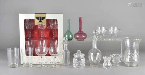 A quantity of late 19th and early 20th Century glassware, including an elongated ale glass, a