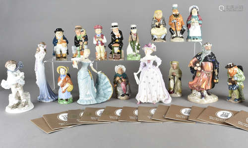 A quantity of Royal Doulton figurines, and toby jugs, and other items including a set of Wood and