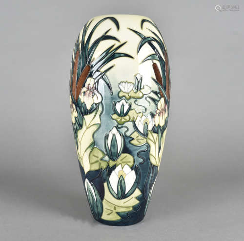 A large Moorcroft pottery ovoid vase, tube-lined Lamia pattern, printed and impressed with factory