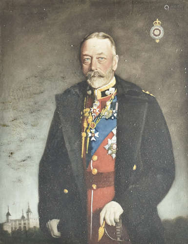 A print of King George V in his military dress, published by Henry Graves & Co, signed to lower in