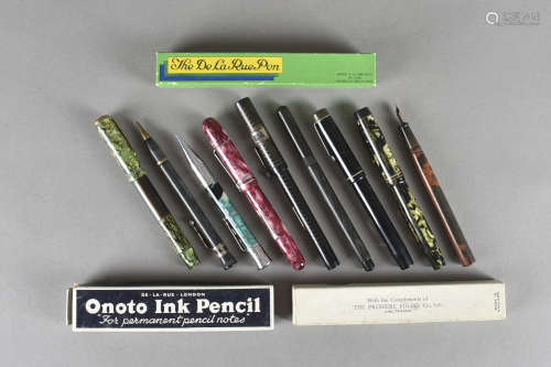A collection of advertising pens, for Typhoo tea, Marsham Tyres with 14 ct gold nib together with