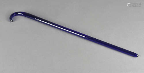 An 18th Century Bristol blue glass short walking cane, or swagger stick, 53 cm long