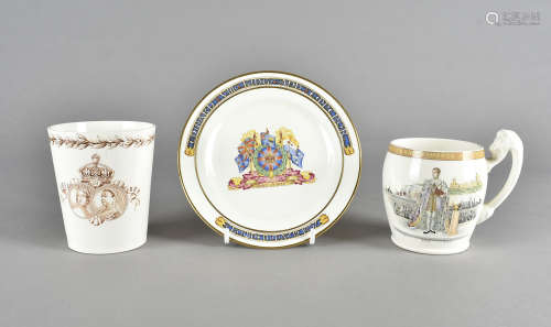 A Paragon China commemorative enamel decorated plate, for Edward VIII on an ivory ground, together