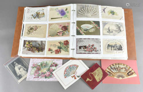 Large collection of fan-related postcards, depicting aesthetic images and photographs of famous