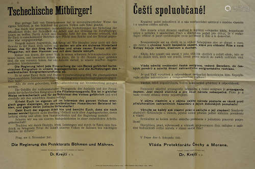 Two European WWII Execution posters, details numerous people sentenced to death in Prague,