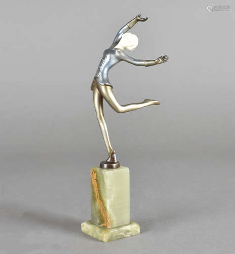 A Joseph Lorenzl art deco figurine, modelled as a dancer in a frock coat with ivory carved head on