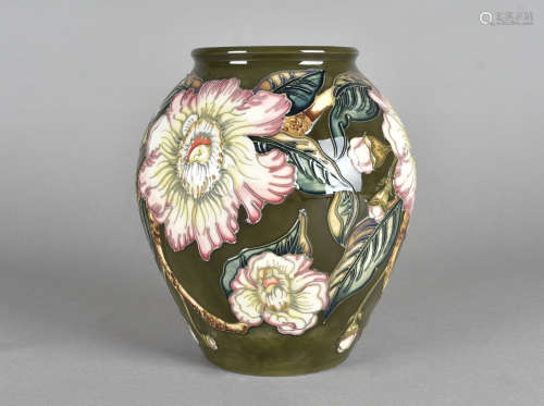 A Moorcroft pottery ovoid vase, tube-lined Gust Avia pattern, printed and impressed factory marks to