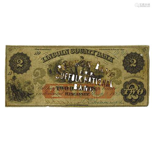 Lincoln County Bank, 1862 Issued Obsolete Banknote.