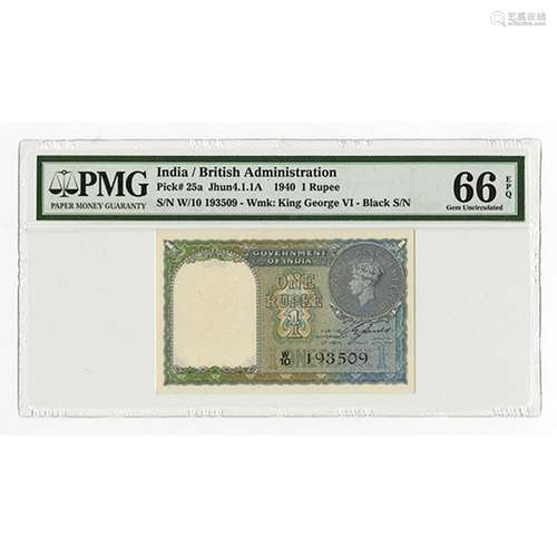 Government of India, 1940, 1 Rupee, P-25a, Jhun4.1.1A, Issued banknote.