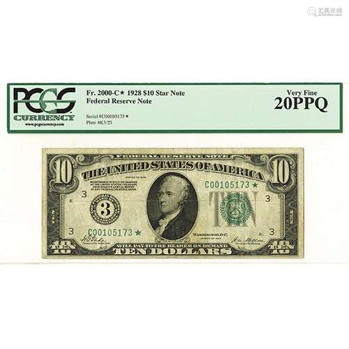 F.R.N., Philadelphia, 1928, $10 Star Note, Fr.2000-C*.