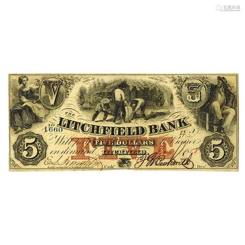 Litchfield Bank, 1858 Issued Obsolete Banknote