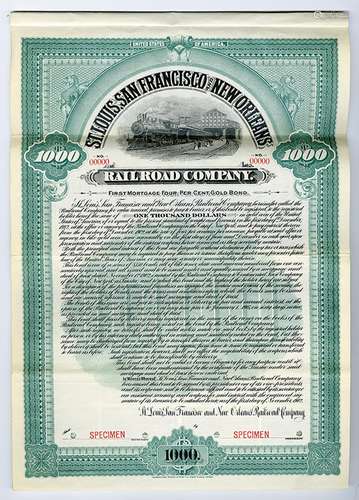 St. Louis, San Francisco and New Orleans Railroad Co., 1902 Specimen Bond