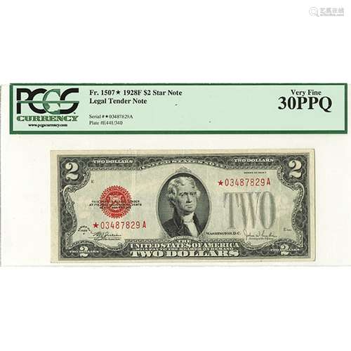 U.S.N., Legal Tender Note, 1928 F, $2 Star Note, Fr.1507*, Julian | Snyder.