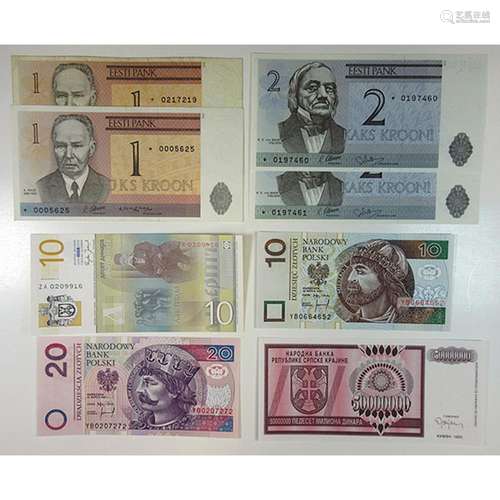 Eastern Europe Replacement Note Assortment, 1992 and Later.