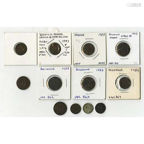 Modena: Ercole III d'Este, 1780-1796, Group of 12 Coins