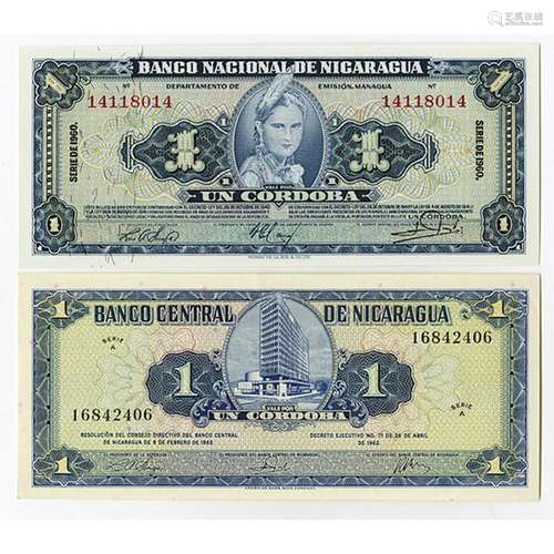 Banco Nacional & Banco Central. 1960-1962. Pair of Issued Notes.