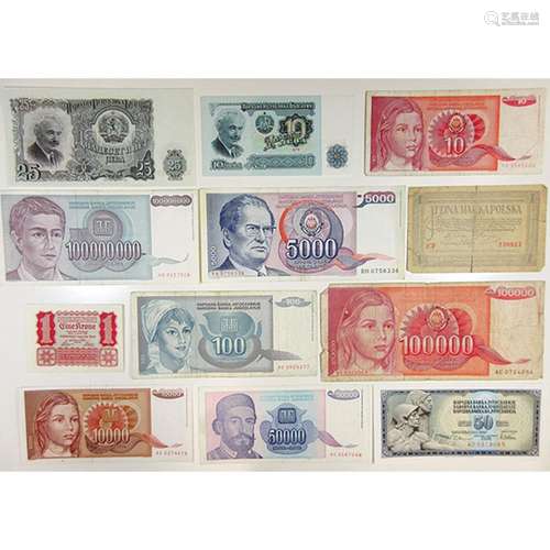 Assorted Eastern European Issuers. 1920-1990. Group of 33 Issued Notes.