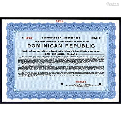 Dominican Republic, ca. 1920-30's Specimen Bond.