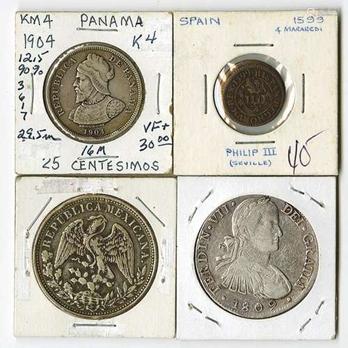 Mexico, Panama, Spain. Quartet of Coins.