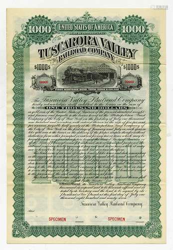 Tuscarora Valley Railroad Co., 1897 Specimen Bond.