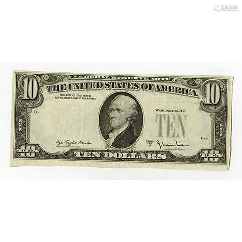 U.S. Federal Reserve Note Error, $10, 1977 A Missing Serial Numbers and Seals