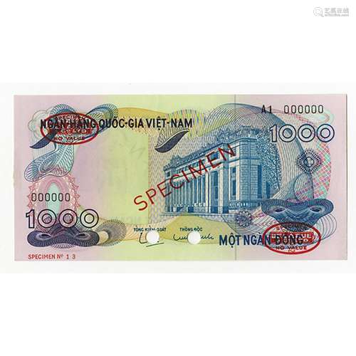 National Bank of Viet Nam, ND (1971) Specimen Banknote.