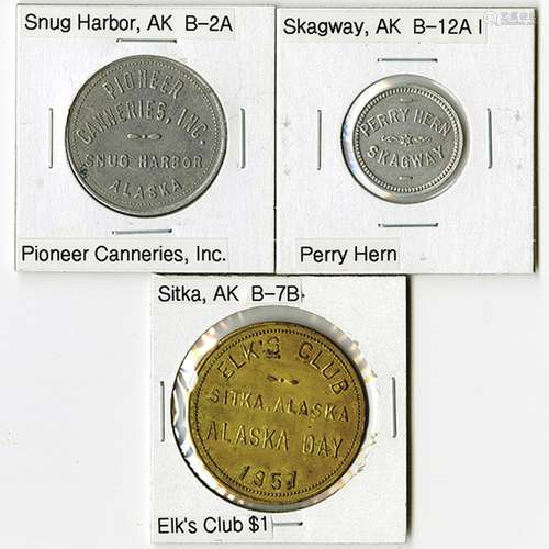 Trio of Trade Tokens from Sitka, Skagway, and Snug Harbor