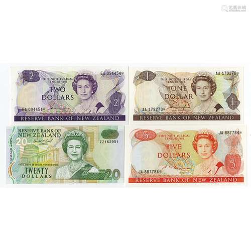 Reserve Bank of New Zealand, 1977-1999 Replacement Banknote Issue Quartet.