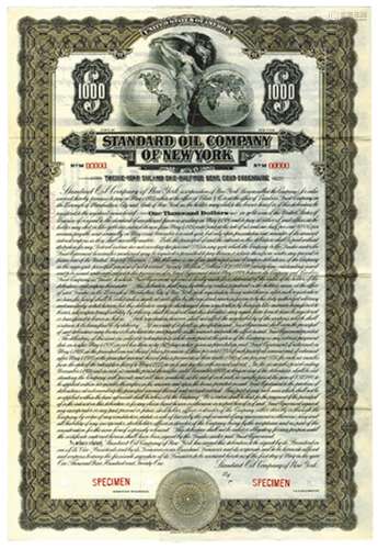 Standard Oil Co. of New York, 1921 Specimen Bond