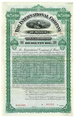 International Company of Mexico 1888 Specimen Bond.