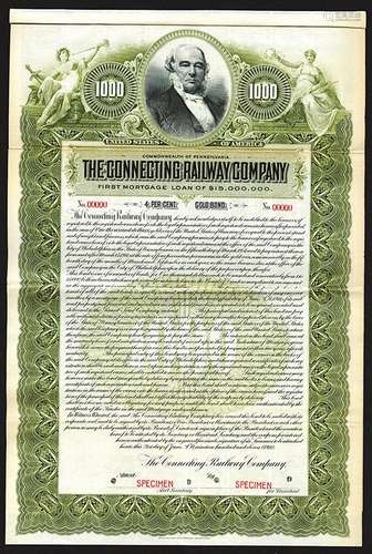 Connecting Railway Co., 1911 Specimen Bond.