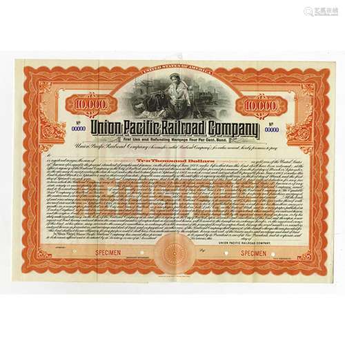 Union Pacific Railroad Co., 1908 Specimen Bond.