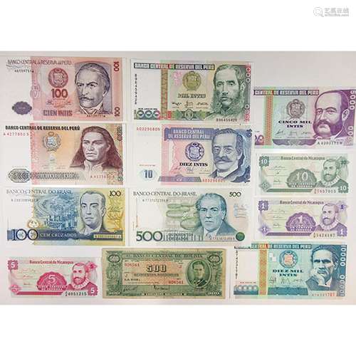 Assorted South American Issuers. 1945-2006. Group of 14 Issued Notes.