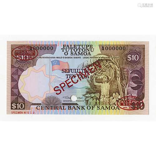 Central Bank of Samoa, ND (1985) Specimen Banknote.