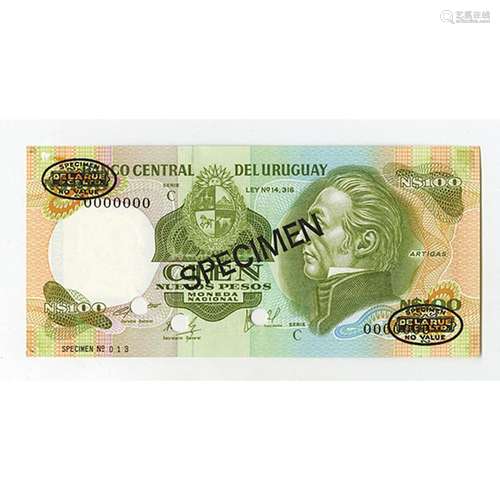 Banco Central del Uruguay, ND (1978-1987) Specimen Banknote.