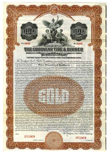 Goodyear Tire & Rubber Co., 1921 Specimen Bond