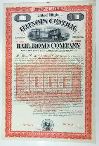 Illinois Central Rail Road Co., 1892 Specimen Bond.