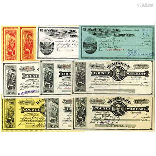 Winnemucca, Nevada, Lot of 10 Warrants, ca.1912 to 1935.