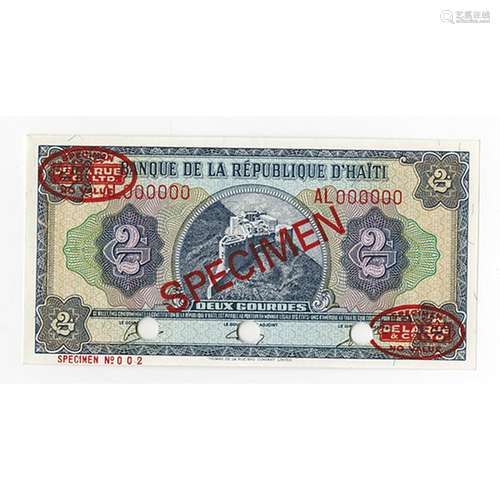 Banque De La Republique D'Haiti, L.1979, Specimen Banknote.